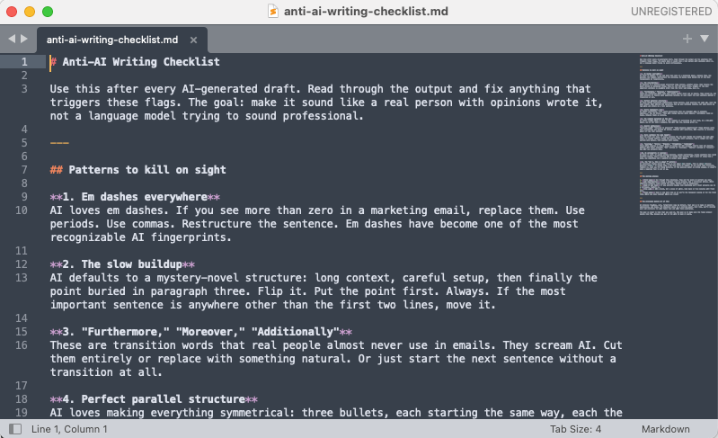 anti AI writing checklist anti AI writing checklist