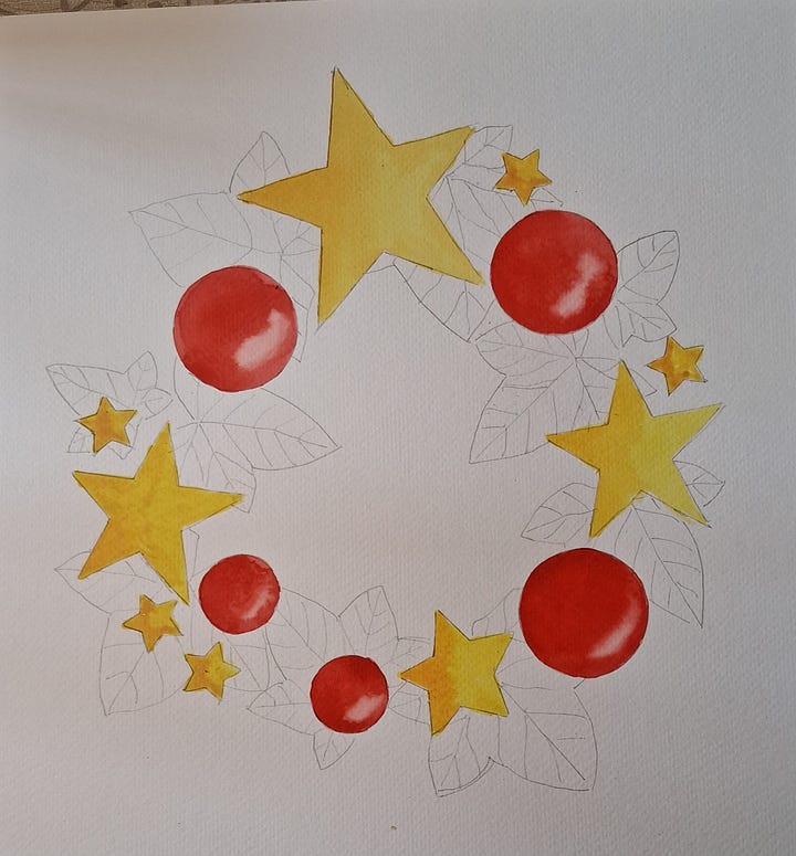 Watercolour tutorial process image.