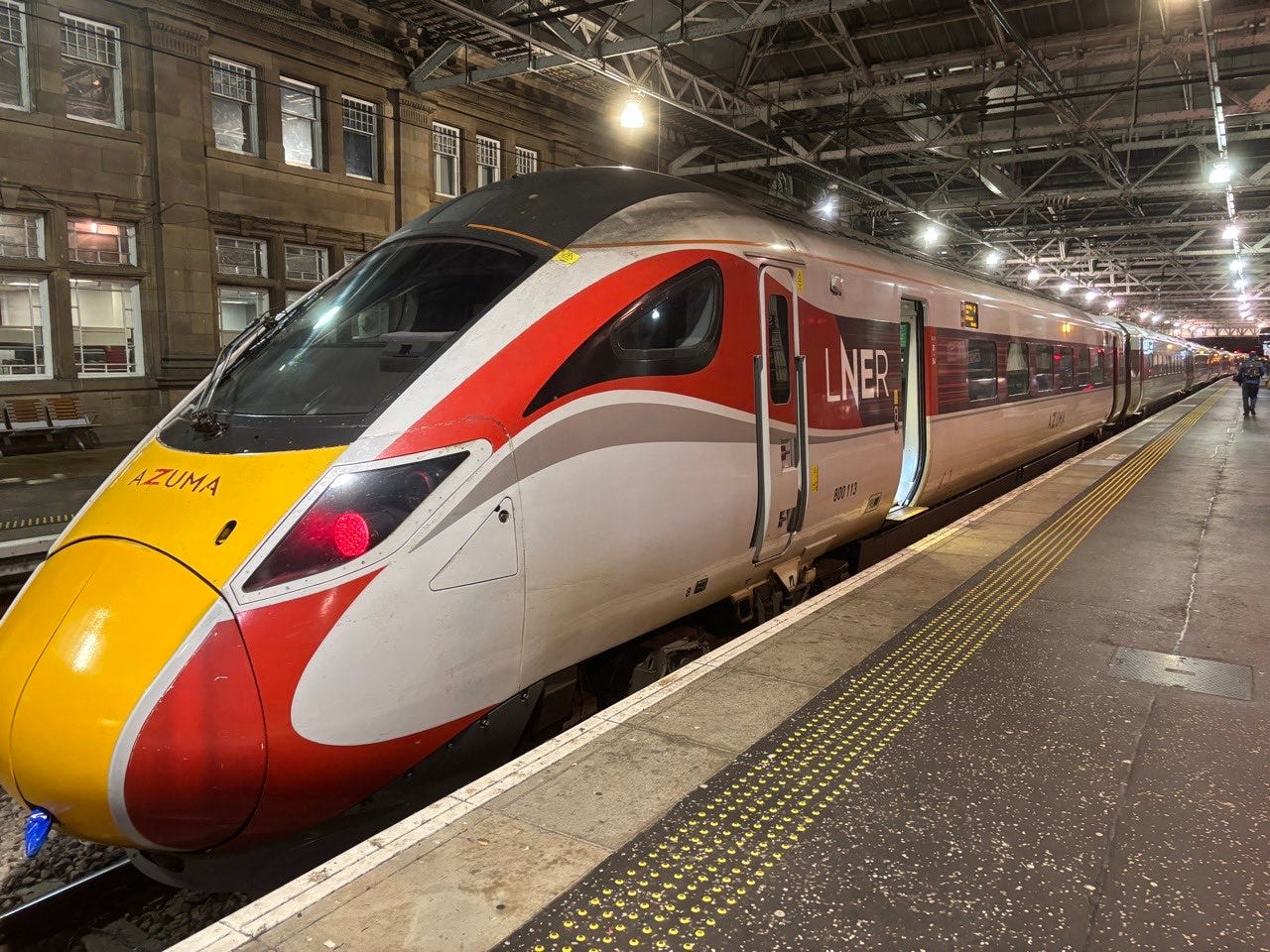 Train waiting at the station in the dark