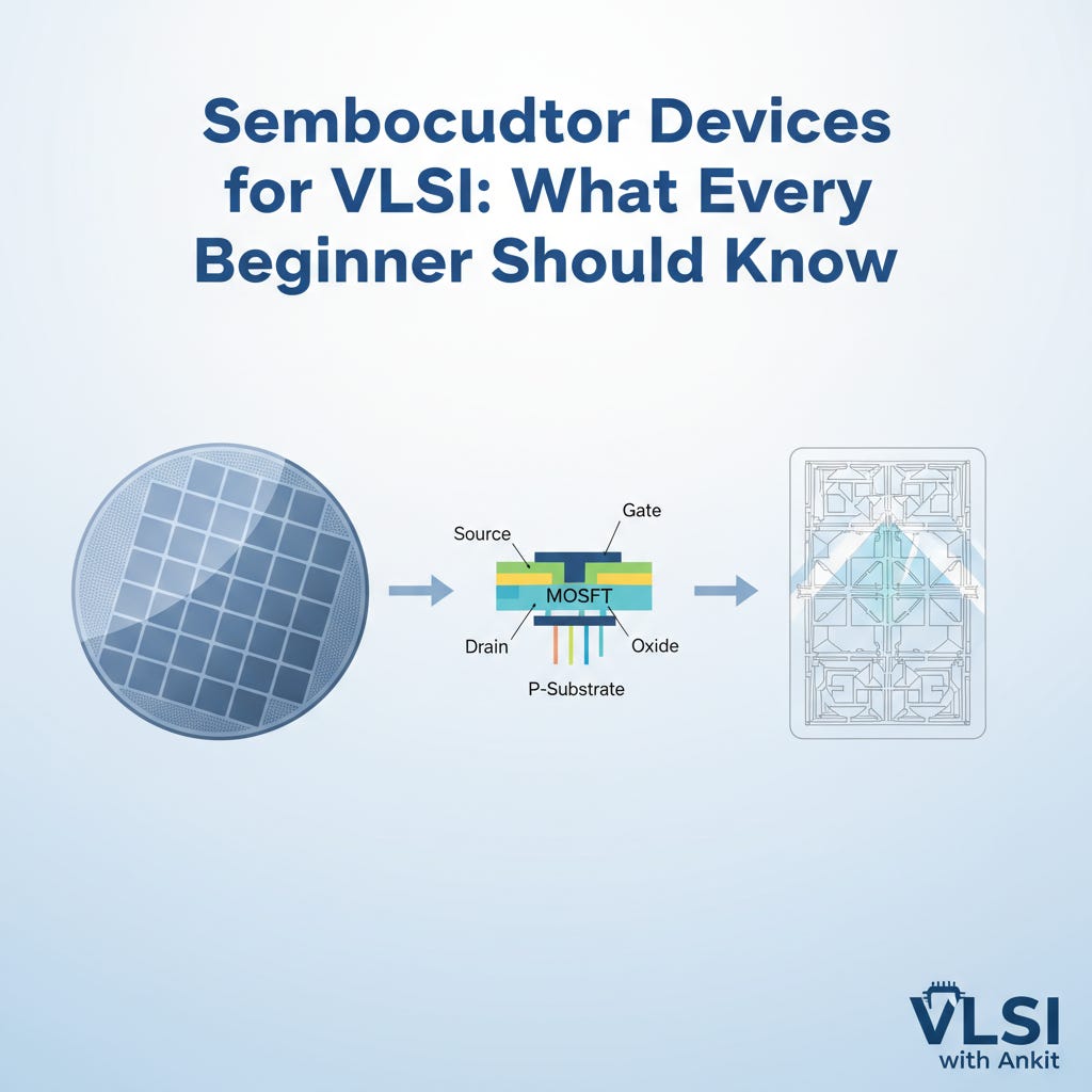 Educational poster highlighting key semiconductor devices for VLSI beginners.