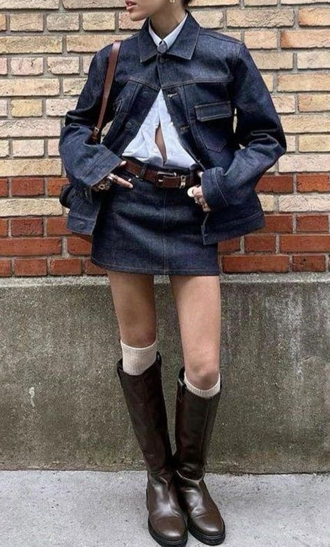 This contains an image of: Denim on denim