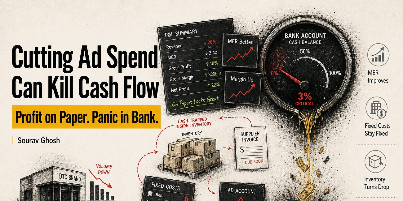 The Hidden Cost of Cutting Ad Spend: Why Your P&L Says Profit But Your Bank Account Says Panic