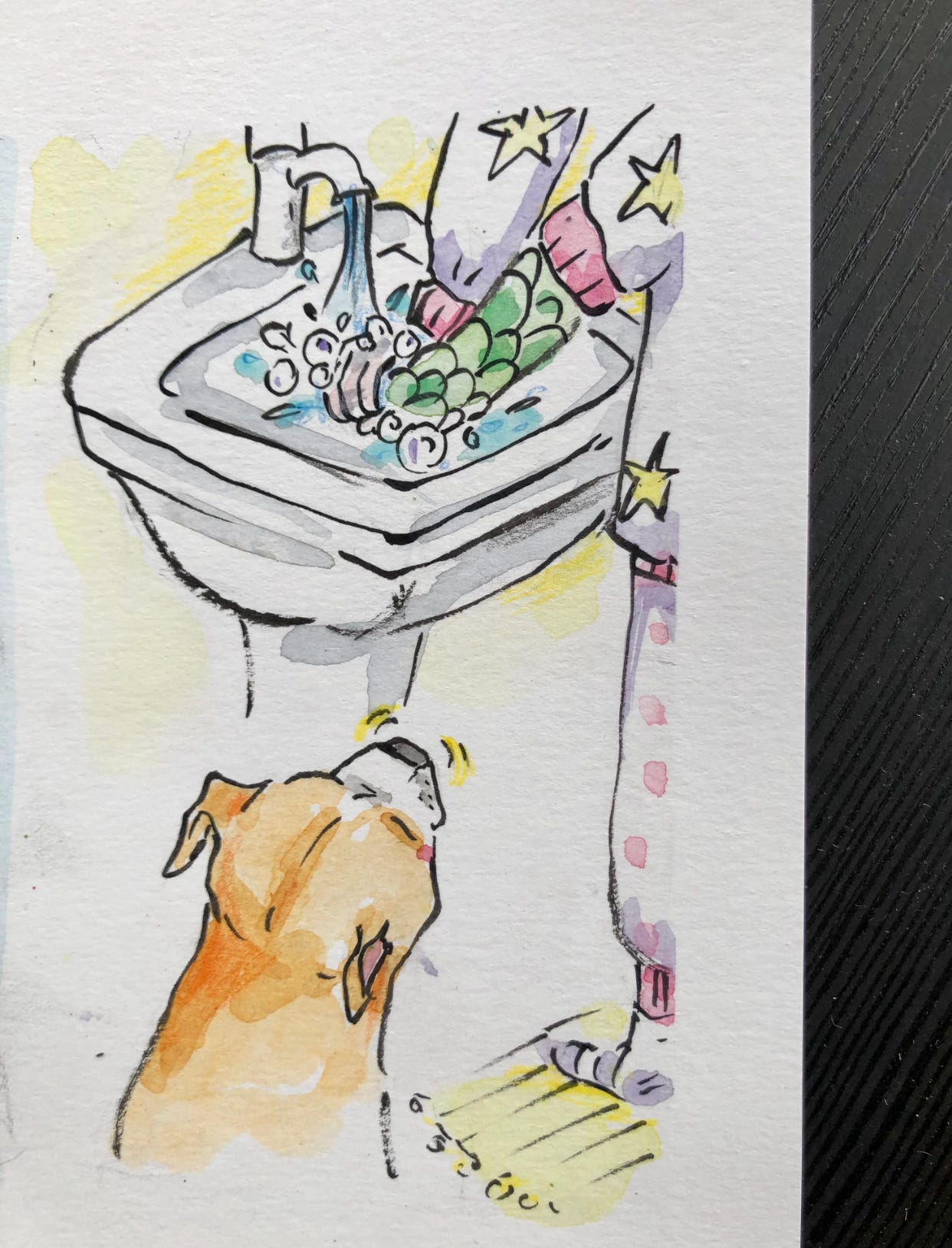 illustration of washing hands at sink