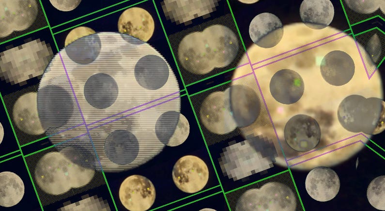 Stylized picture of overlapping moons Stylized picture of overlapping moons