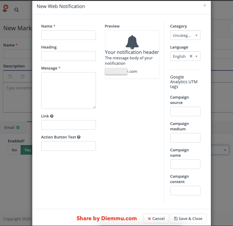 Web Notification Marketing Message Mautic