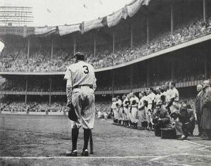 June 13, 1948: Babe Ruth in his last appearance at Yankee Stadium, captured in Nat Fein's Pulitzer Prize winning photo. June 13, 1948: Babe Ruth in his last appearance at Yankee Stadium, captured in Nat Fein's Pulitzer Prize winning photo.