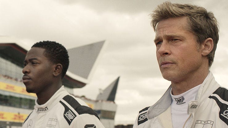 Sonny Hays (Brad Pitt) and Joshua Pearce (Damon Idris) at Silverstone.