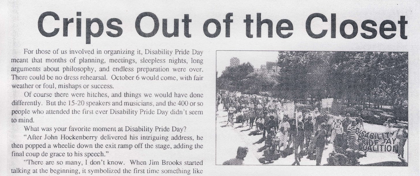 Crips Out of the Closet article from "Roll Call" with a photograph of marchers and a banner, headed down Tremont Street to Boston Common.