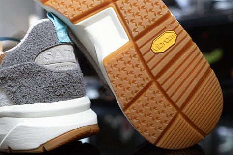 The hairy suede, baseball glove laces, and Vibram outsole on the Saint65 SV1 “Radici”