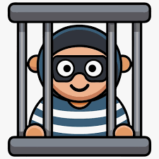 Cute thief in jail cell cartoon vector ...