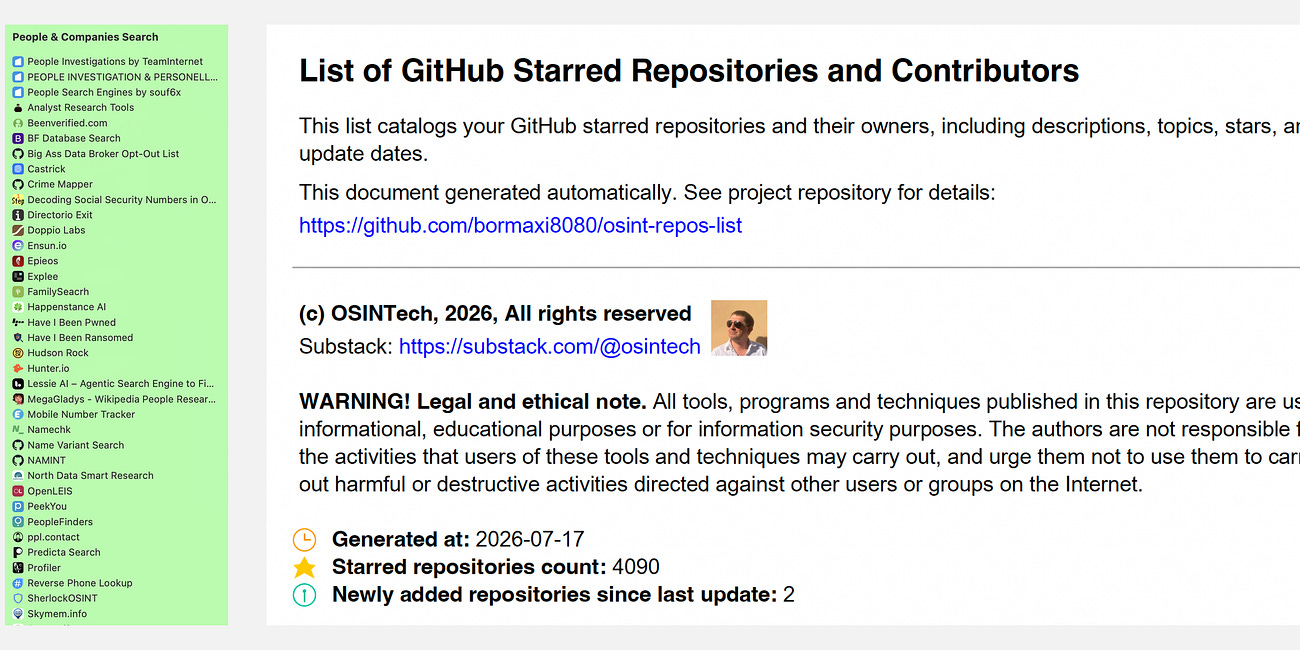 OSINT Repos Intelligence Pack update: 17.07.2026