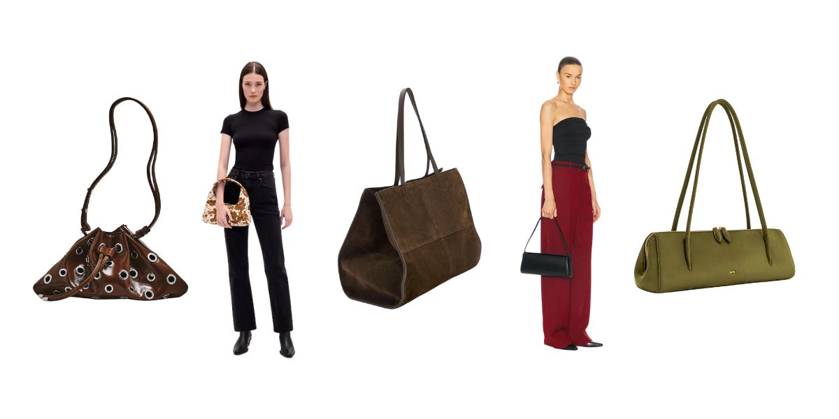 Shoulder bags and tote bags in leather and suede from Anthropologie, Gap, Mango, JW PEI, and St. Agni on sale!