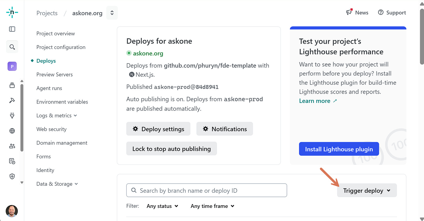 Netlify > Deploys > Trigger deploy Netlify > Deploys > Trigger deploy