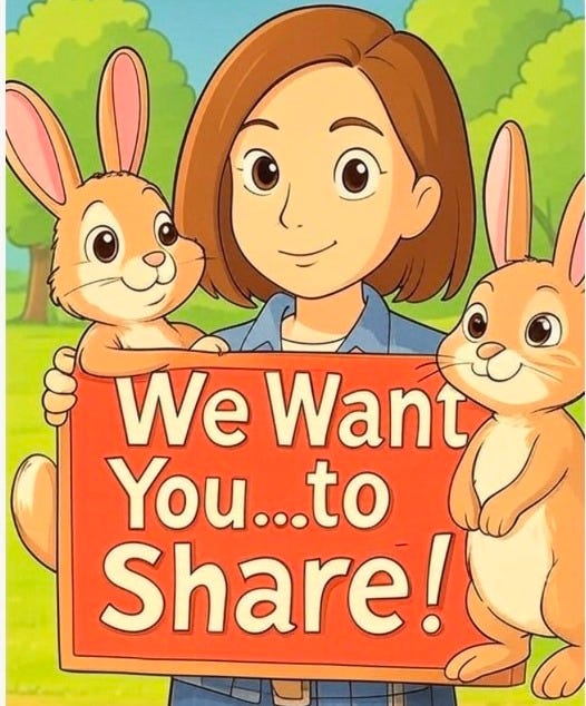 Please LIKE and SHARE on social media (Facebook, LinkedIn, Bluesky, X, etc.), restack, or tell others via email. 