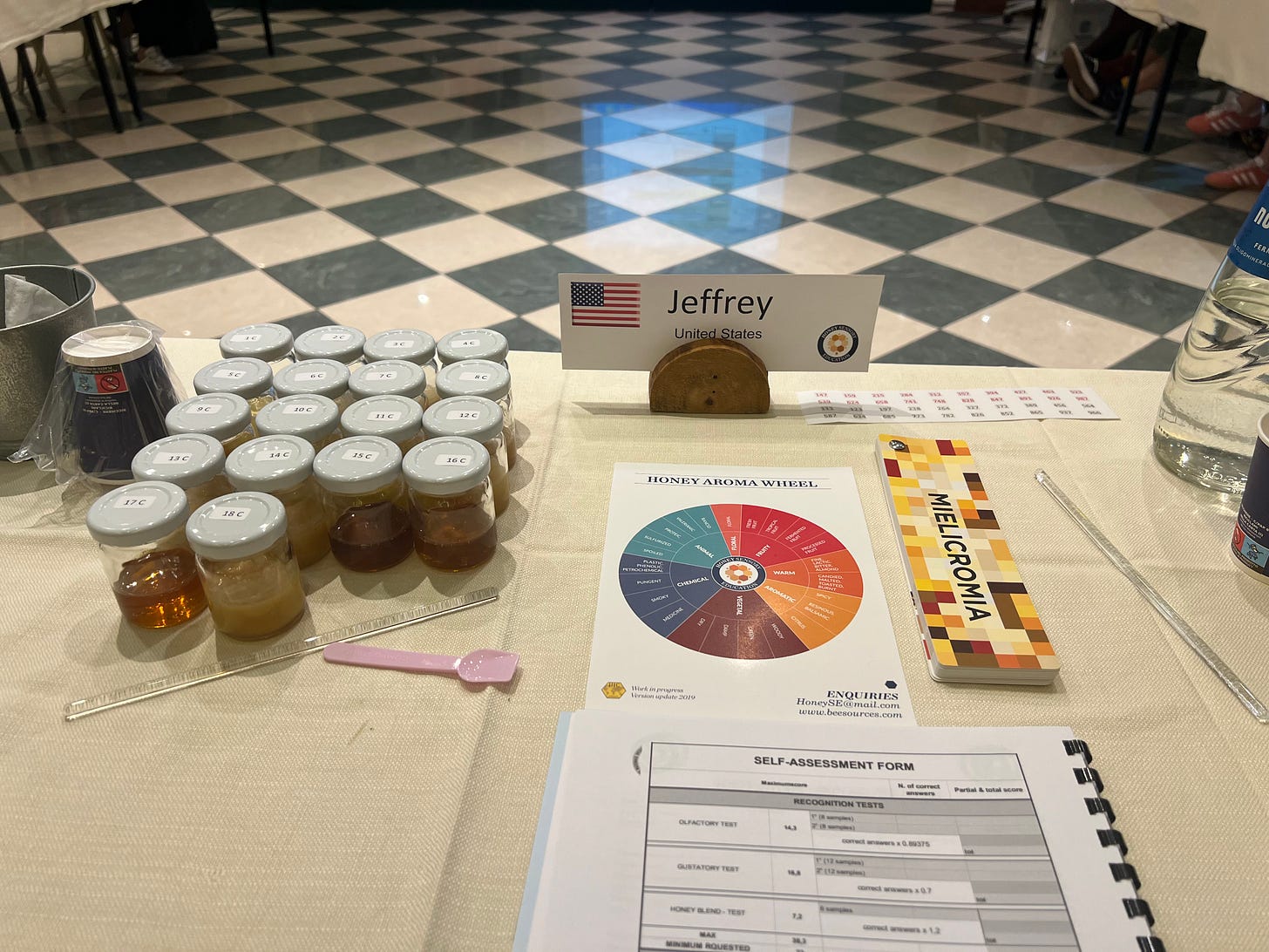 Jeff's place at the table of the Italian National Register of Experts in the Sensory Analysis of Honey.