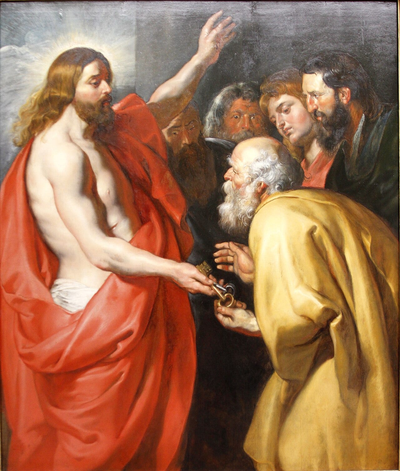 Saint holding two large keys Saint holding two large keys