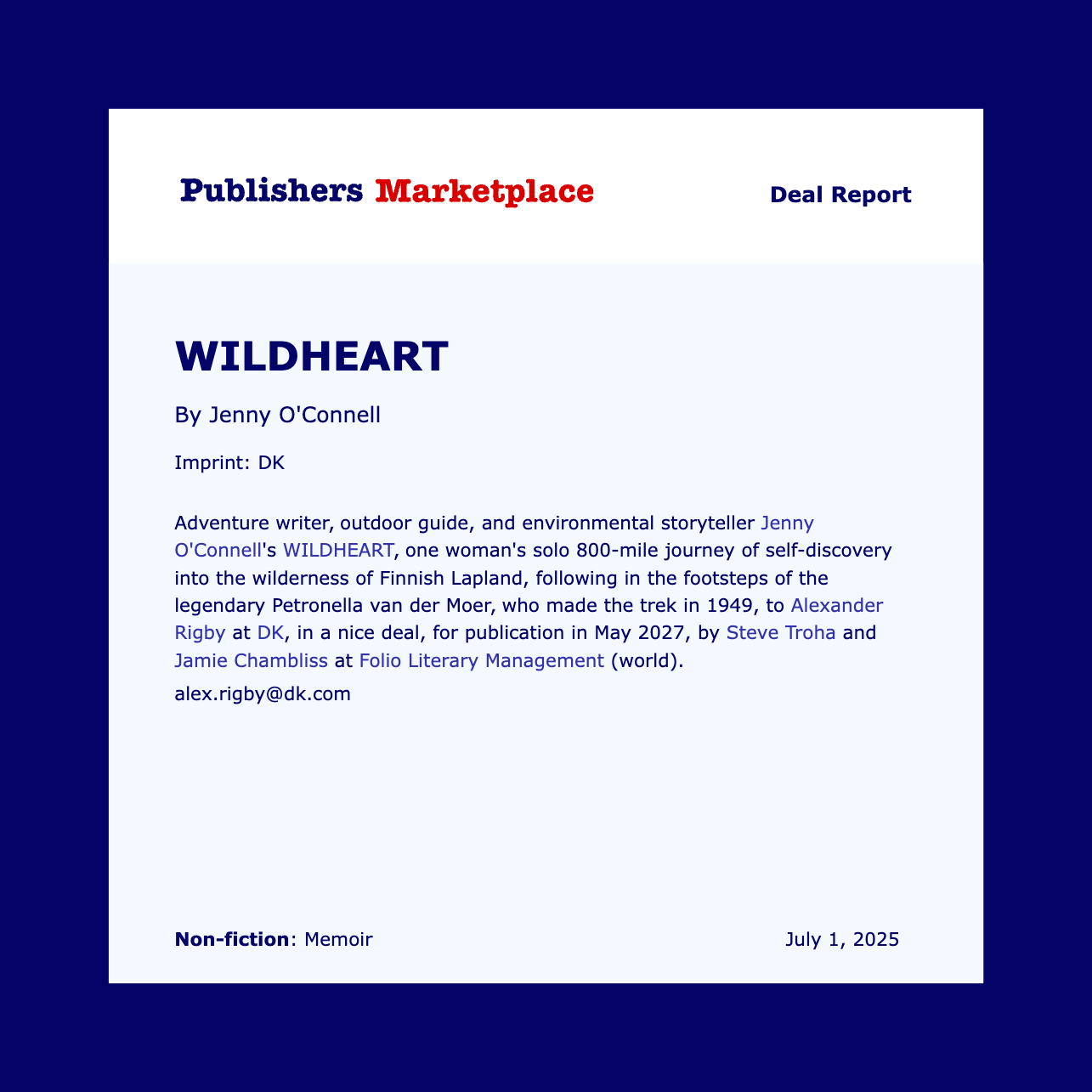 Publishers Marketplace announcement screenshot