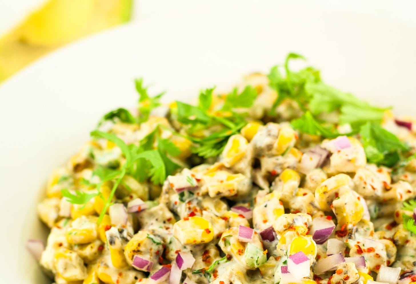 Cottage cheese Mexican street corn dip. A sweet corn side dish with added protein.
