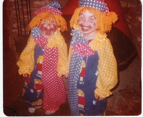 Old photographs of kids dressed in costumes for Halloween in the early 80's