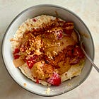 Raspberry almond butter pancake bowl