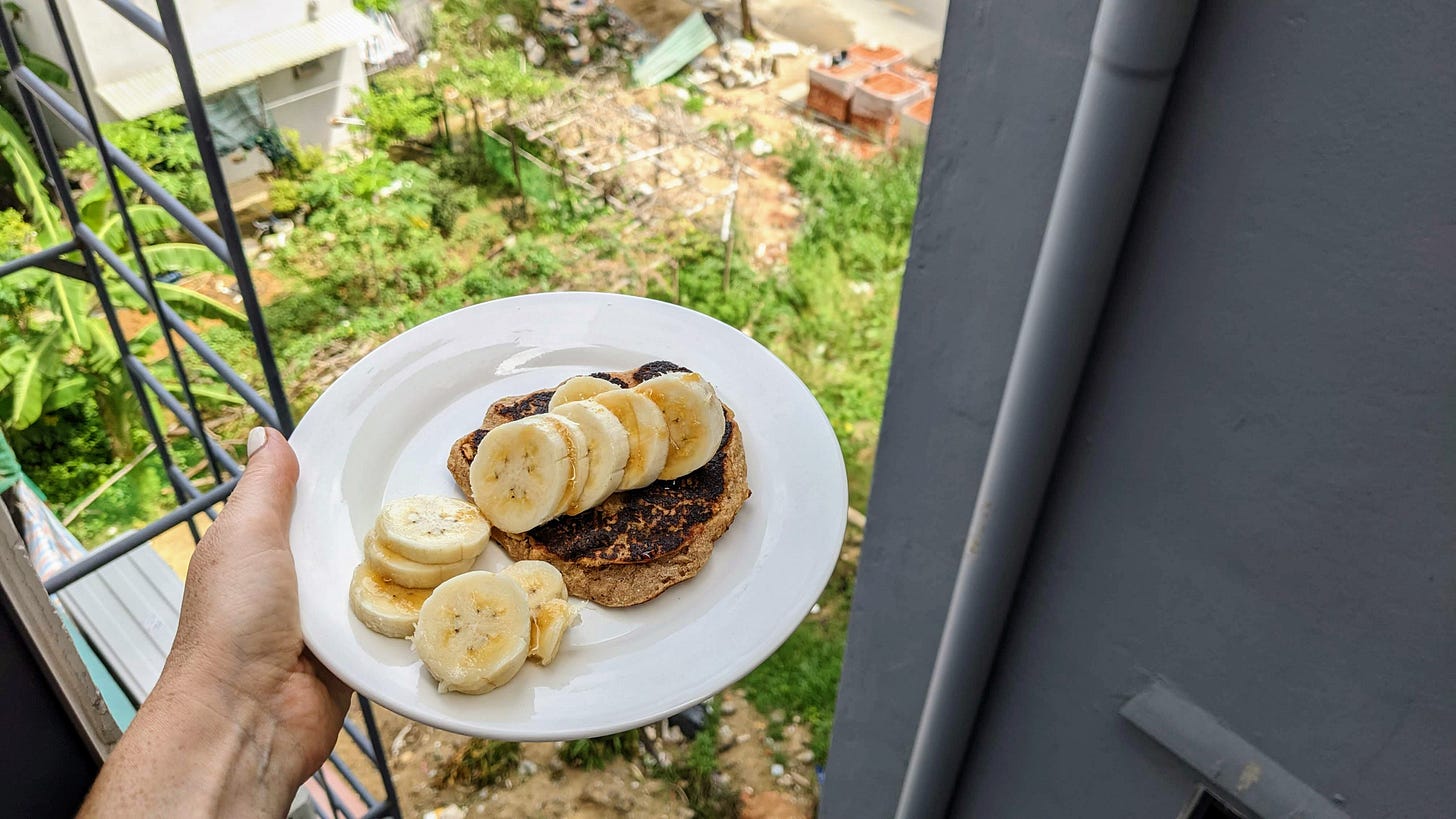 banana pancake out a window