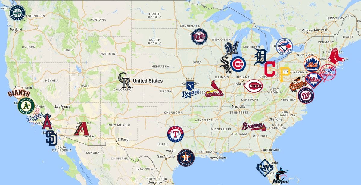 MLB Map | Teams | Logos - Sport League Maps