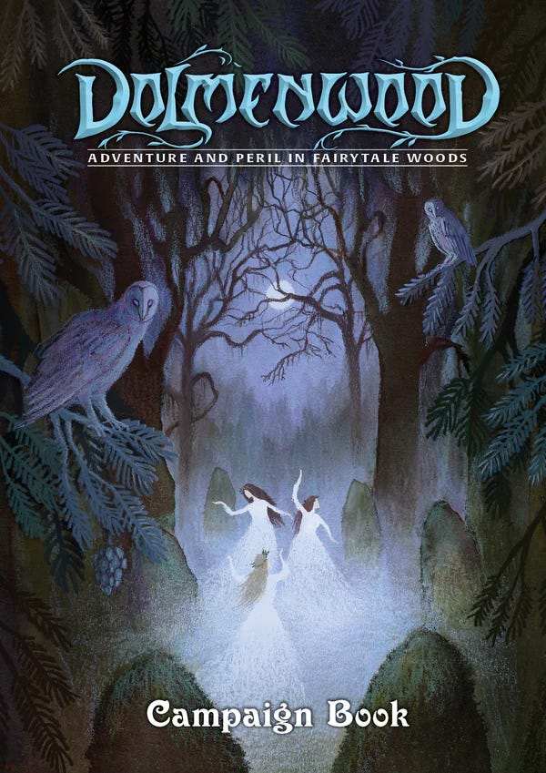 Dolmenwood Campaign book cover and Dragonbane Adventures book cover