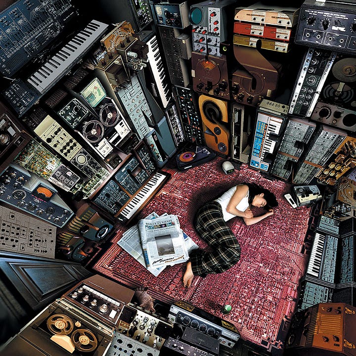 Funki Porcini’s Fast Asleep album cover, one of many that Kev designed for Ninja Tune, and Stasis's Quondam Sequences for De:tuned