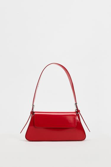 Zara MINIMAL FLAP SHOULDER BAG - Red - Image 1