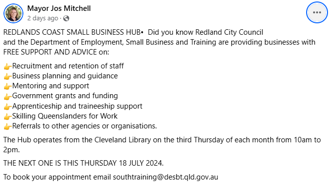 Image of a Facebook post from Mayor Jos Mitchell