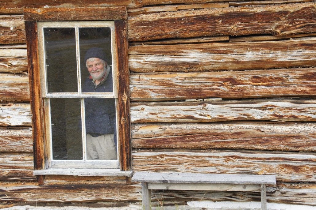 My dad hanging in a cabin.