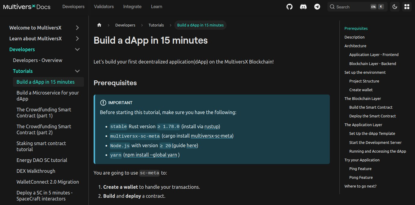 “Build a dApp in 15 minutes” tutorial | MultiversX Docs