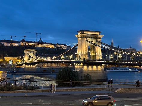 Photos of architecture and a selfie of us in Budapest, Hungary