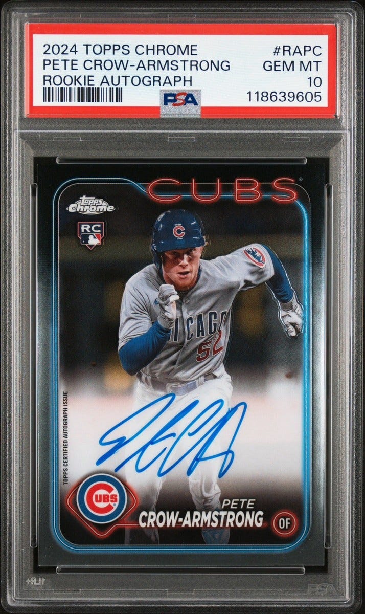 2024 Topps Chrome Pete Crow-Armstrong Rookie Auto #RA-PC Chicago Cubs PSA 10 🔥