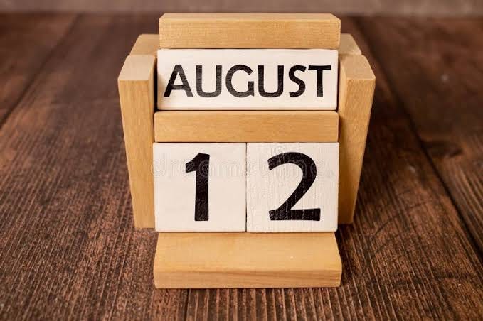 12th of August - August 12 - Birthday - International Day - National Day  Stock Photo - Image of white, time: 224139940