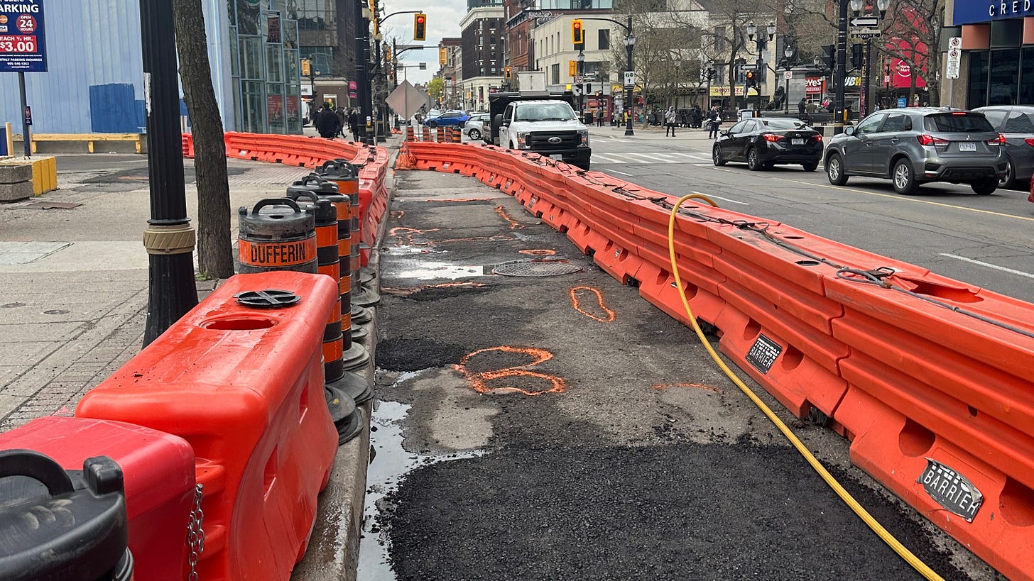 Temporary pedestrian access just west of the void under the sidewalk near King Street and James Street South in Ward 2 Temporary pedestrian access just west of the void under the sidewalk near King Street and James Street South in Ward 2
