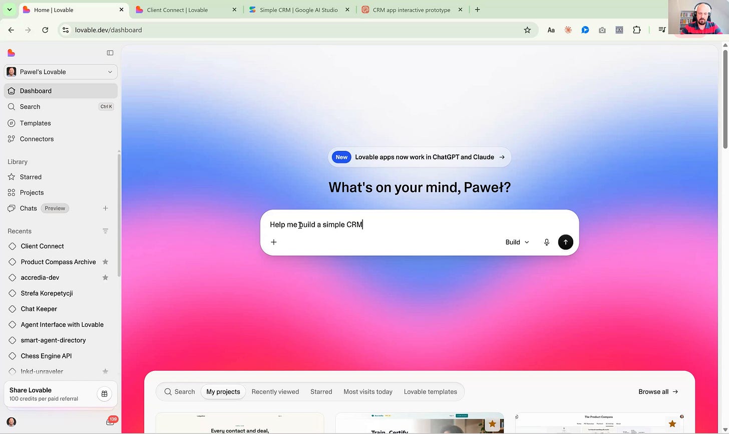 Lovable, type the prompt Lovable, type the prompt