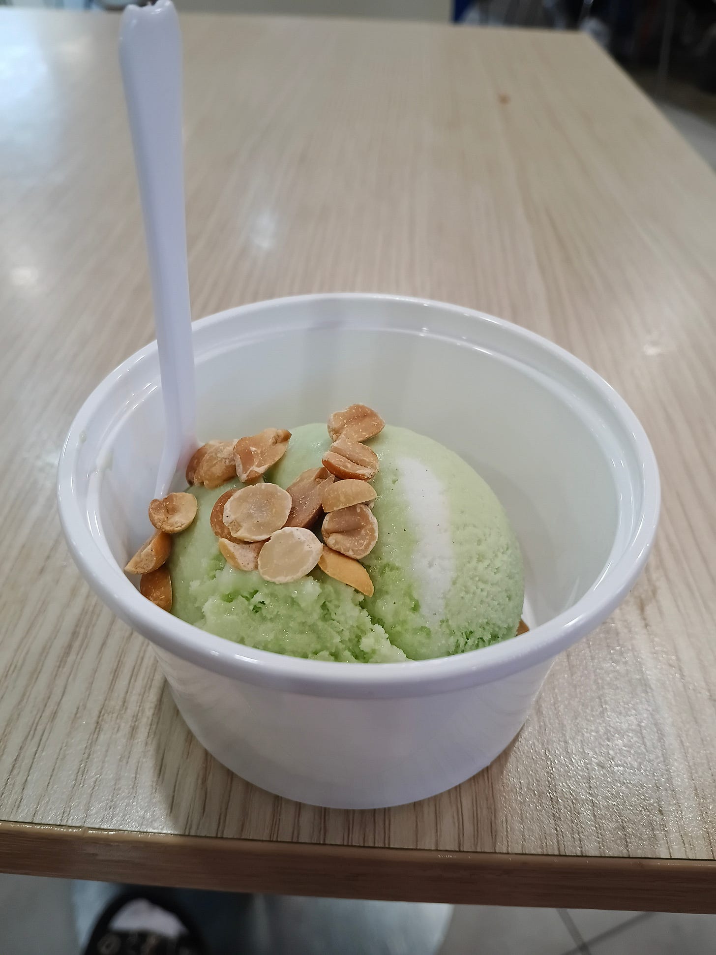 scoop of pandan coconut ice cream scoop of pandan coconut ice cream