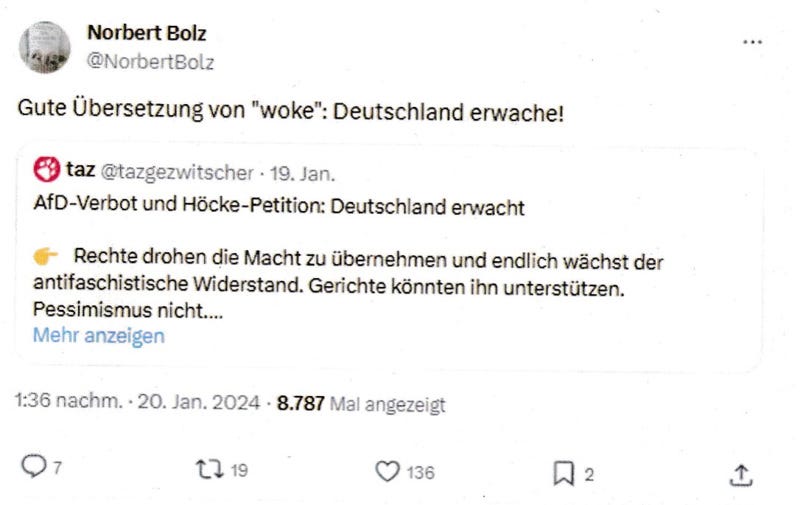 Wegen dieser Meinungsäußerung klopfte der deutsche Staat an Bolz’ Tür.