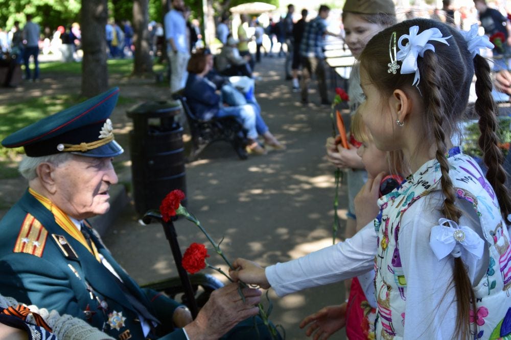 MOSCOW, MAY 09, 2018: Victory Day celebration in Gorky Park.