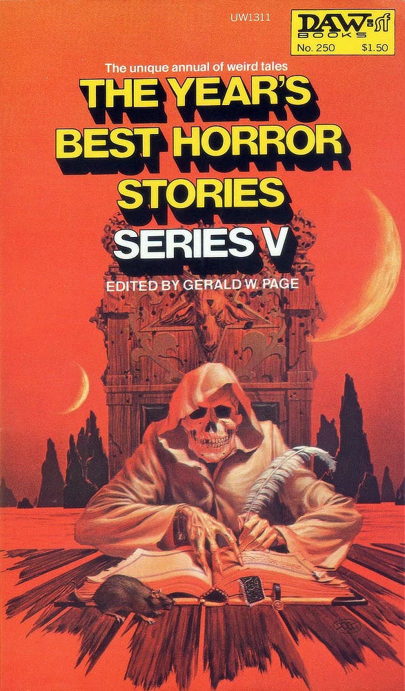 Book cover for THE YEAR'S BEST HORROR STORIES: SERIES V edited by Gerald W. Page, published by DAW Books