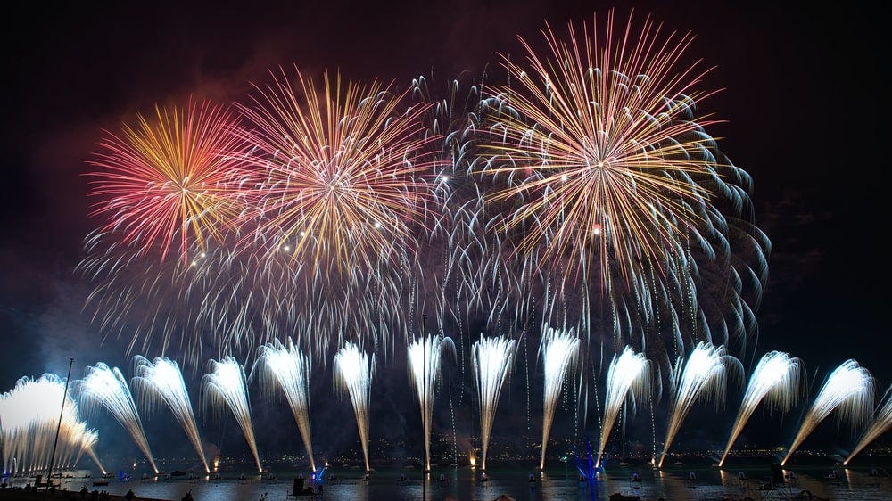 time lapse photography of fireworks
