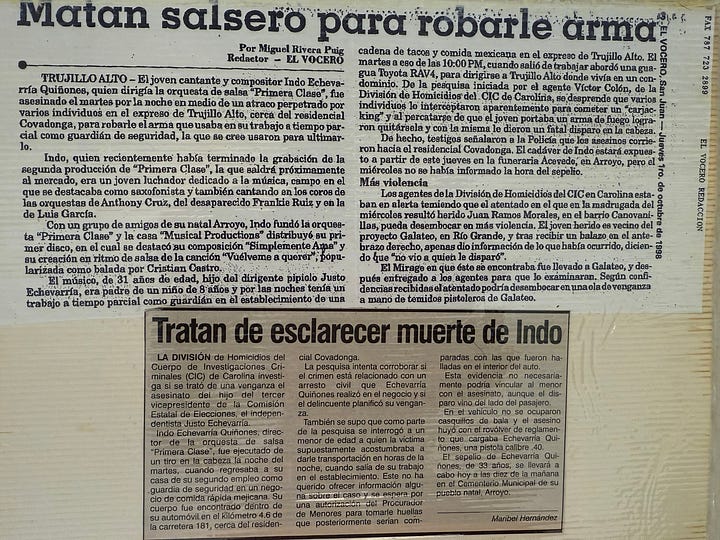 Stories published by newspapers in Puerto Rico covering Indo Enrique Echevarría Quiñones' shooting death. (Mc Nelly Torres | Don't Forget My Voice)