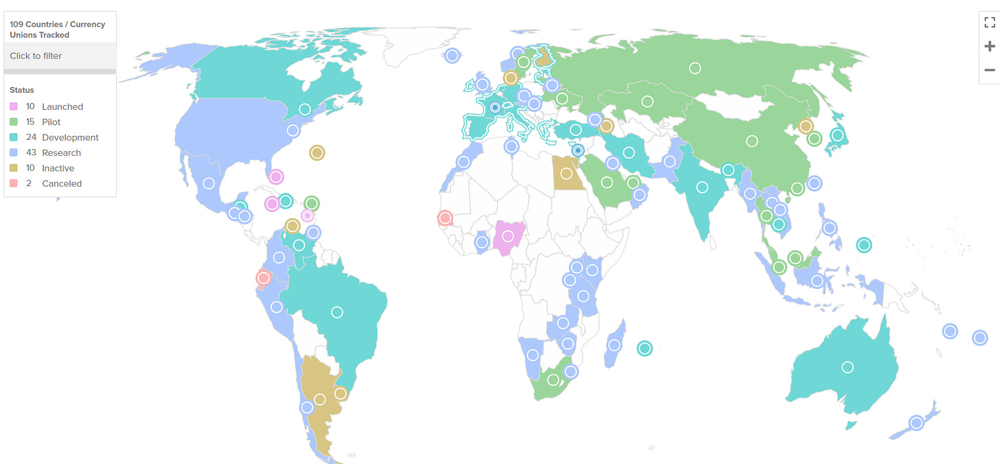 Map of CBDC Projects. Source: Atlantic Council 