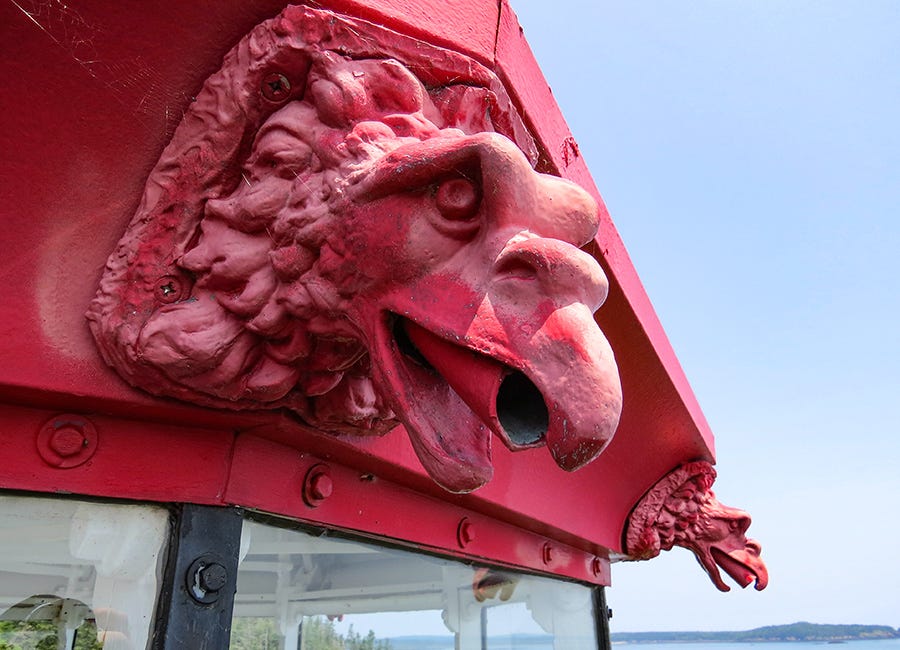 Gargoyle rain downspouts along West Quoddy Head Lighthouse Gargoyle rain downspouts along West Quoddy Head Lighthouse