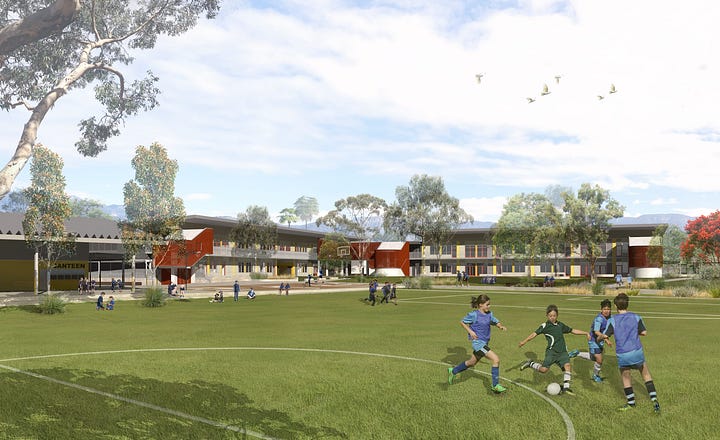 Artists’ impressions of the new primary school and public preschool for Calderwood. Pics supplied