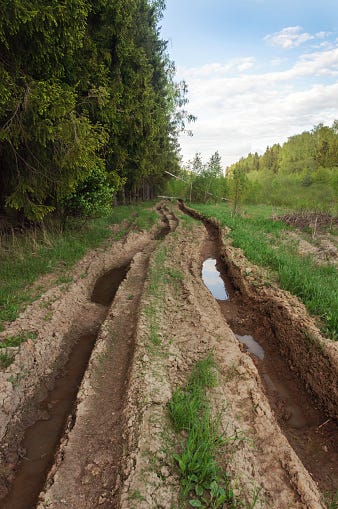 Dirt Road With Deep Rut Stock Photo - Download Image Now ...