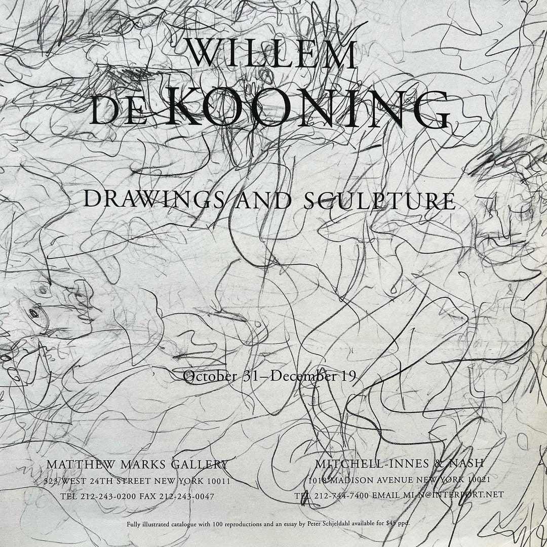 Willem de Kooning: Drawings and Sculpture, (adv. in «Artforum» magazine), Mitchell-Innes & Nash and Matthew Marks Gallery, New York, NY, October 31 – December 19, 1998 [Art Books & Ephemera. Art: © The Willem de Kooning Foundation / ARS, New York]