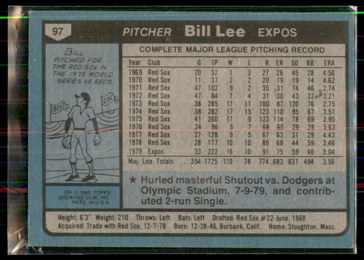 1980 Topps Bill Lee