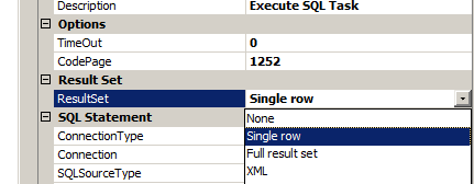 Single ROW SQL Statement Server SSIS Single ROW SQL Statement Server SSIS